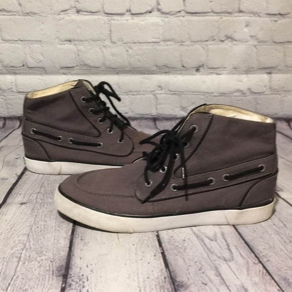Polo Mens Gray high top canvas boat shoes Sz 9D - Picture 5 of 6